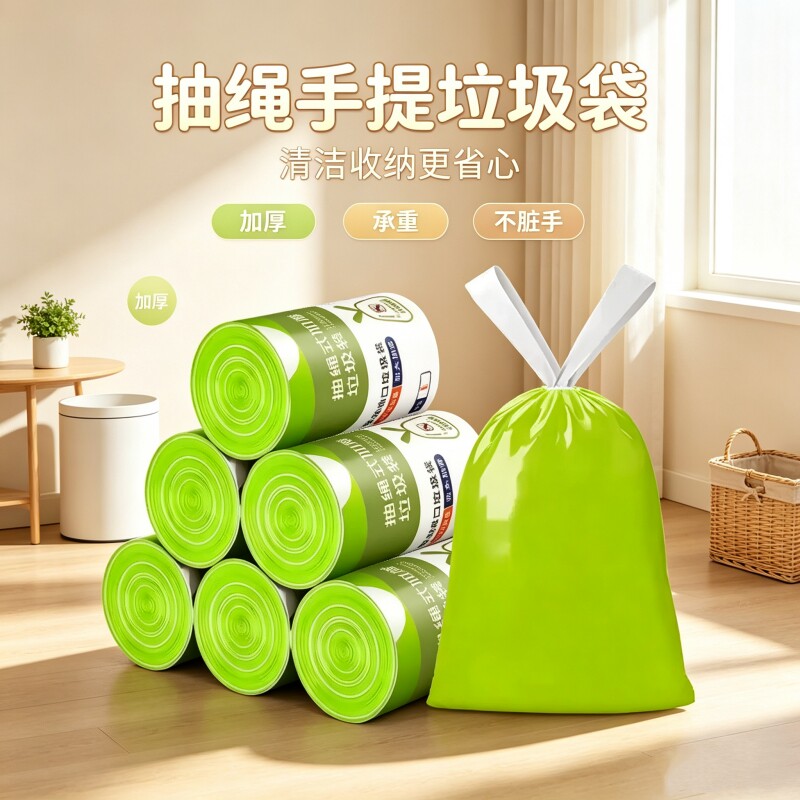 抽绳式一次性垃圾袋塑料袋厨房中号清洁袋88vip2元包邮小商品