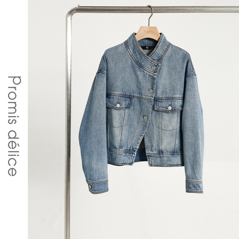 她图专柜纯棉设计感牛仔外套女2026年春装新款宽松立领洋气短外套,女装/女士精品,短外套,淘宝优惠券,粉丝福利购,淘宝优惠卷