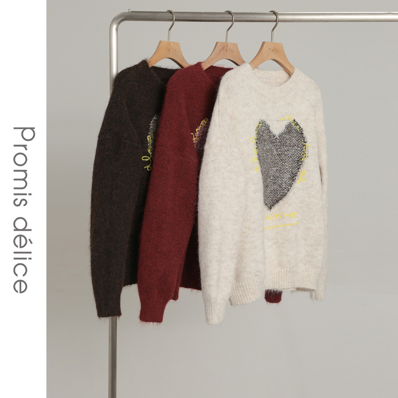 她图宽松洋气爱心针织衫女2025年冬季新款减龄时尚超好看内搭毛衣