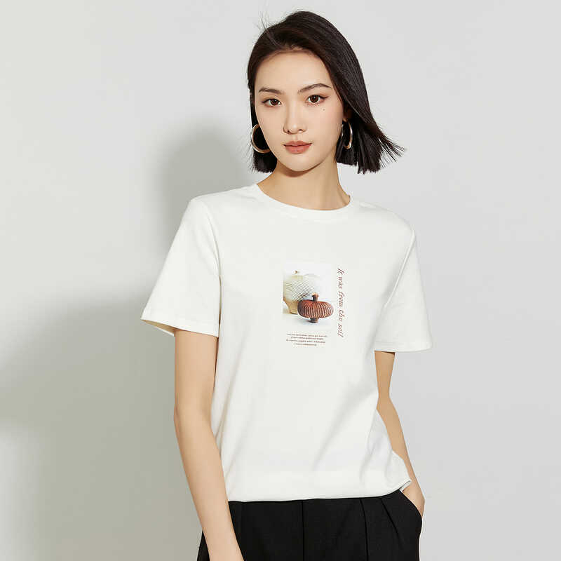 动物印花字母短袖T恤女图片