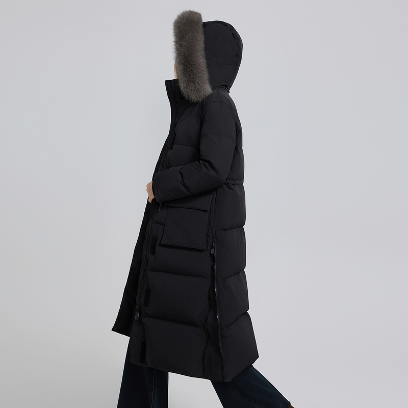 她图专柜狐狸毛领加厚长款羽绒服女2025冬季新款保暖90白鸭绒外套