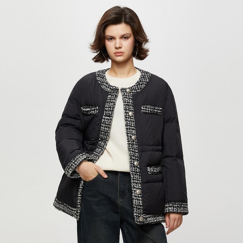 短款拼接收腰设计感外套