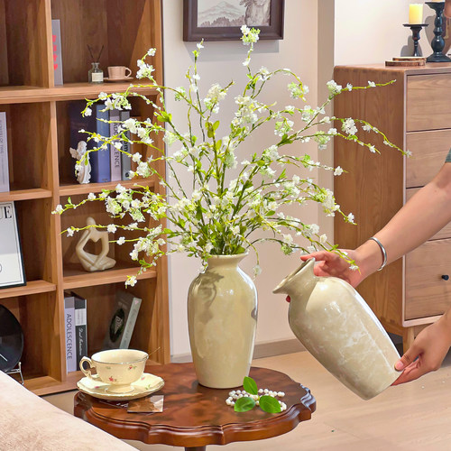 结晶陶瓷瓶高级感创意仿真花花器