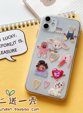 iPhone11pro手机壳适用XSMAX苹果6/8透明7plus/XR小动物12套13/14/15/16/17/air/mini涂鸦清新