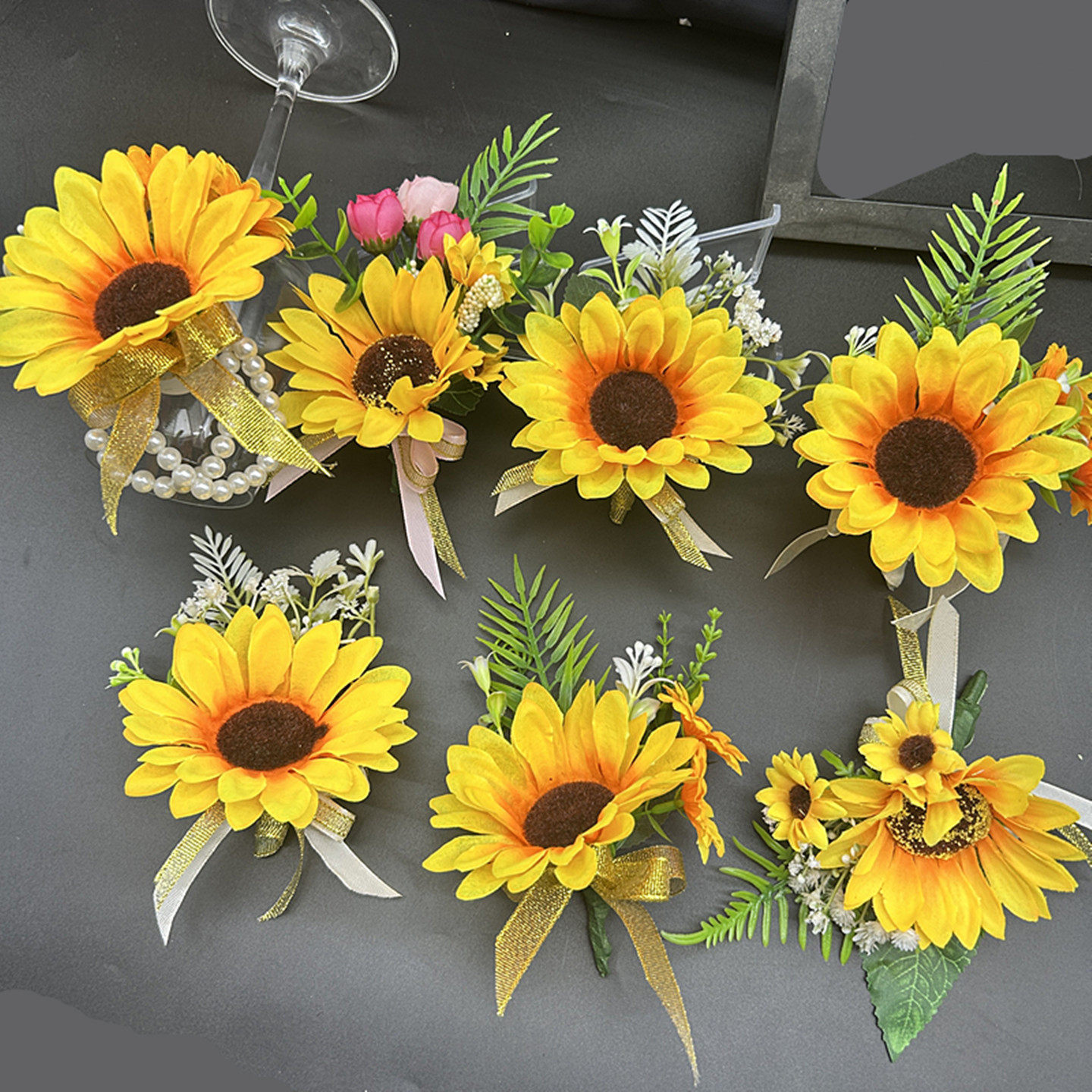 仿真向日葵胸花大朵商务会议毕业典礼嘉宾佩戴贵宾婚礼伴娘手腕花