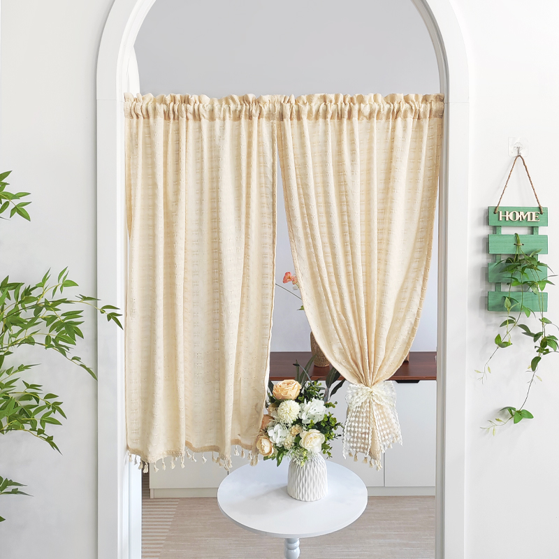 棉麻门帘隔断帘卫生间厨房半短帘