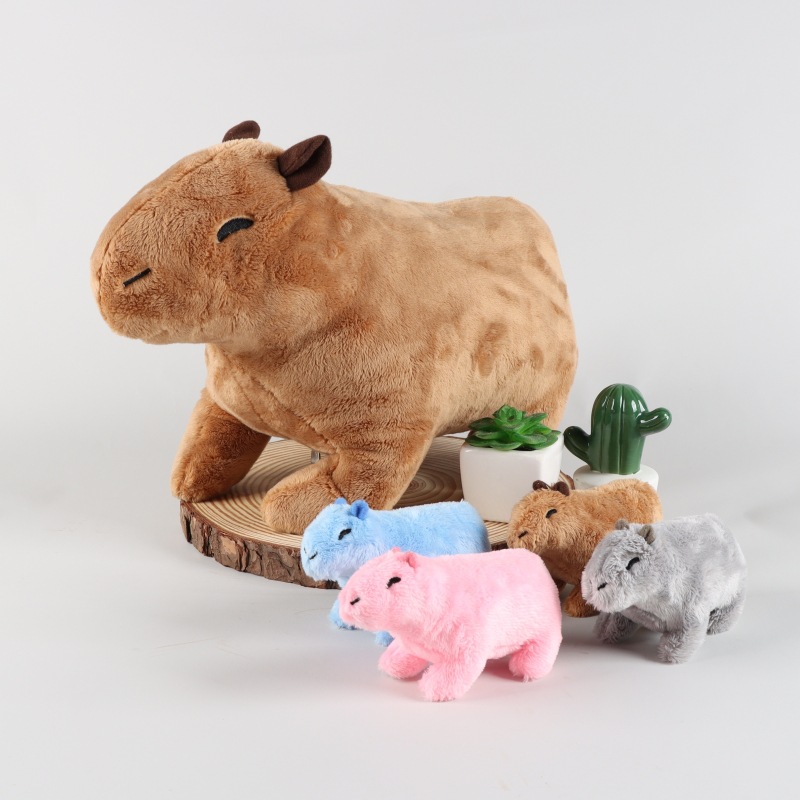 现货爆款CapybaraRodent母子水豚鼠一家五口水豚毛绒玩具公仔