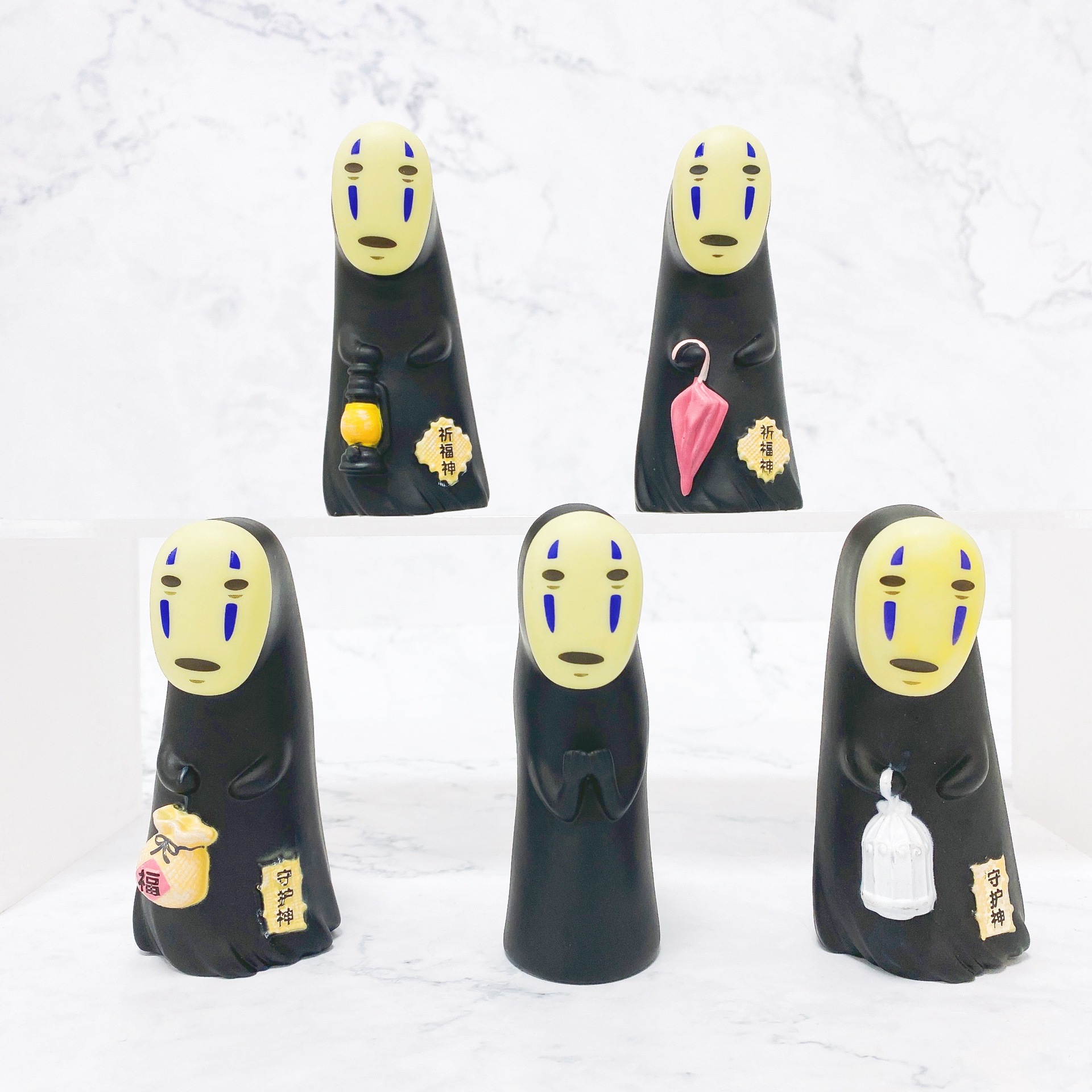 千与千寻手办守护无脸男公仔万圣节面具车载蛋糕摆件盲盒手办模型