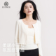 独特漂亮小个子百搭春装 短款 上衣 白色正肩开衫 外套女早春2026新款