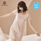 带胸垫莫代尔睡裙女带杯短袖 凉感睡衣抗菌显瘦防走光春夏季 家居服