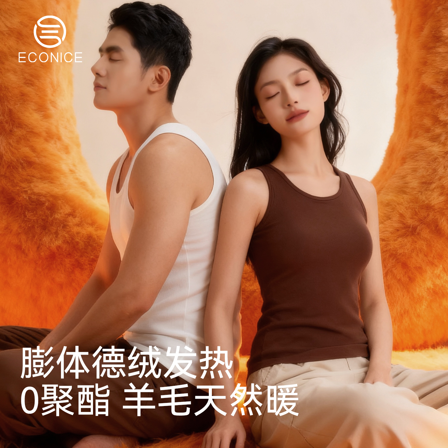 德绒发热蛋白绒带胸垫保暖背心女