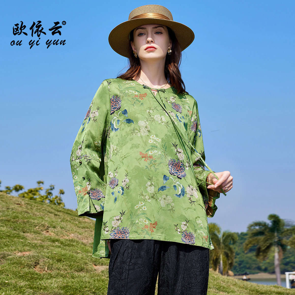 新中式洋气上衣妈妈秋装休闲T恤图片