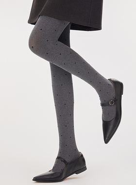 灰色波点连裤袜女春秋冬季格雷系压力显瘦天鹅绒无缝档外穿打底袜