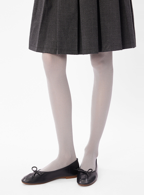 miu风薄款灰色连裤袜女春夏微透气莫代尔坑条丝袜微压显瘦打底袜