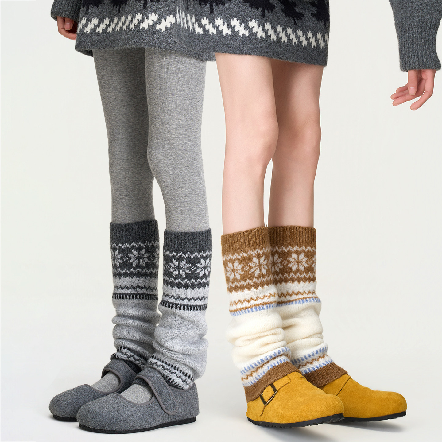 灰色费尔岛羊毛针织袜套女秋冬雪地靴袜子加厚保暖复古堆堆小腿套,女士内衣/男士内衣/家居服,长筒袜,淘宝优惠券,粉丝福利购,淘宝优惠卷
