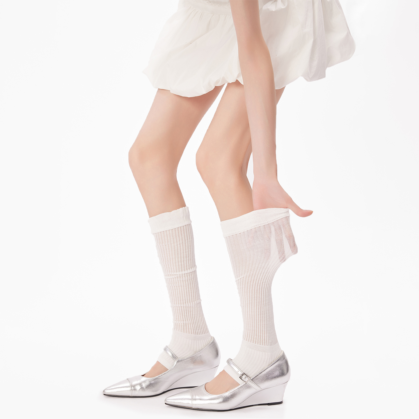 泡泡口甜美透气薄款踩脚堆堆袜套