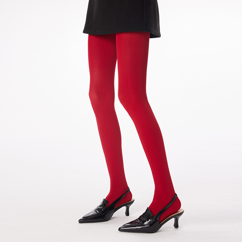 新年天鹅绒压力显瘦红色连裤袜
