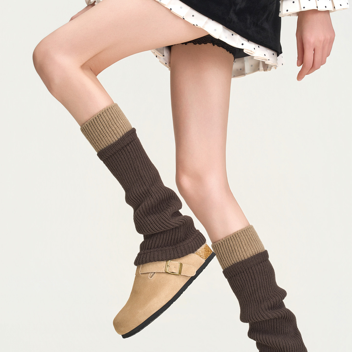咖色拼接针织保暖袜套女秋冬配鲨鱼裤堆堆袜微辣显瘦长筒堆堆腿套,女士内衣/男士内衣/家居服,长筒袜,淘宝优惠券,粉丝福利购,淘宝优惠卷