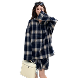 2026秋装新款Y1175防风连帽大格纹套头衫+短裙套装P160K238，女装套装/套裙，浙宝296
