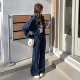 现货有买家秀ZB296-Y1102牛仔两件套休闲连帽套装P165K248，女装运动套装，浙宝296