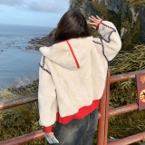 25冬新款Y1096中古风撞色拼接羊羔毛外套P195K288，女装短外套，浙宝296