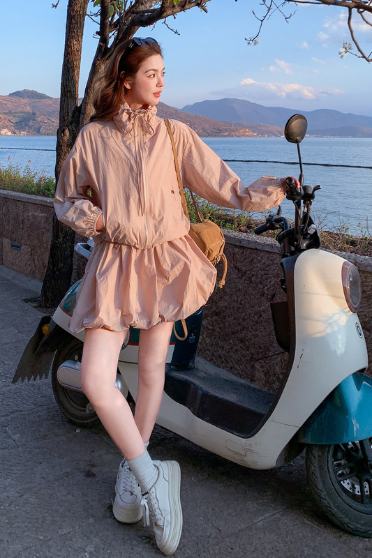 大货2026春新款Y1192立领抽绳外套+花苞裙套装防风防晒P160K258,女装套装/套裙,浙宝296