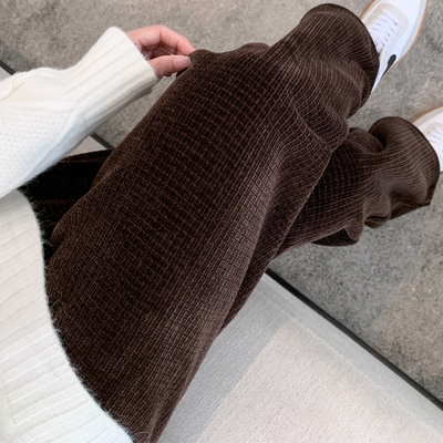 灯芯绒阔腿裤女秋冬雪尼尔直筒裤