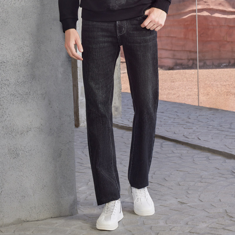 半身缘男裤 弹力商务修身刺绣工艺时尚高端牛仔裤243201m10103387