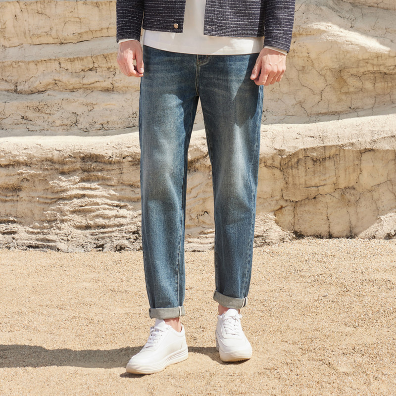 半身缘男裤 秋季柔软亲肤皮标洗水弹性牛仔裤243101u10103437