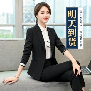 正装女套装春秋上班黑色西装套装公务员面试服装女职业套装女气质