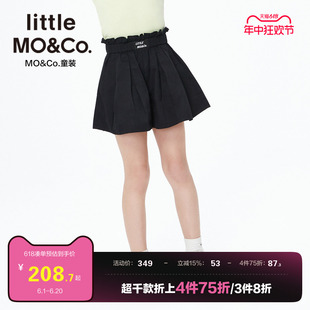 moco童装 女童纯棉花苞腰头休闲库短裤 夏装 little 儿童裤 子小女孩