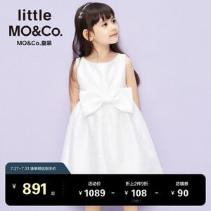 little moco童装23夏装新款女童蝴蝶结无袖礼服连衣裙KBC2DRS005