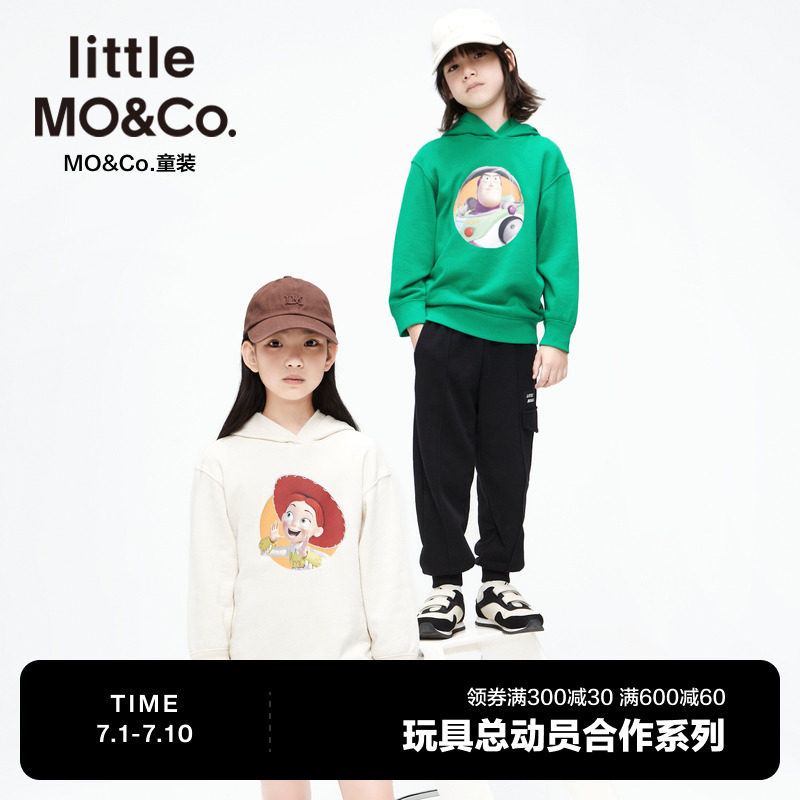 玩具总动员IP little moco童装23秋装新款男女童纯棉连帽长袖卫衣