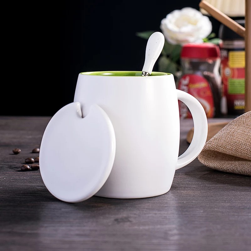 复古风带盖勺大肚定制logo陶瓷杯