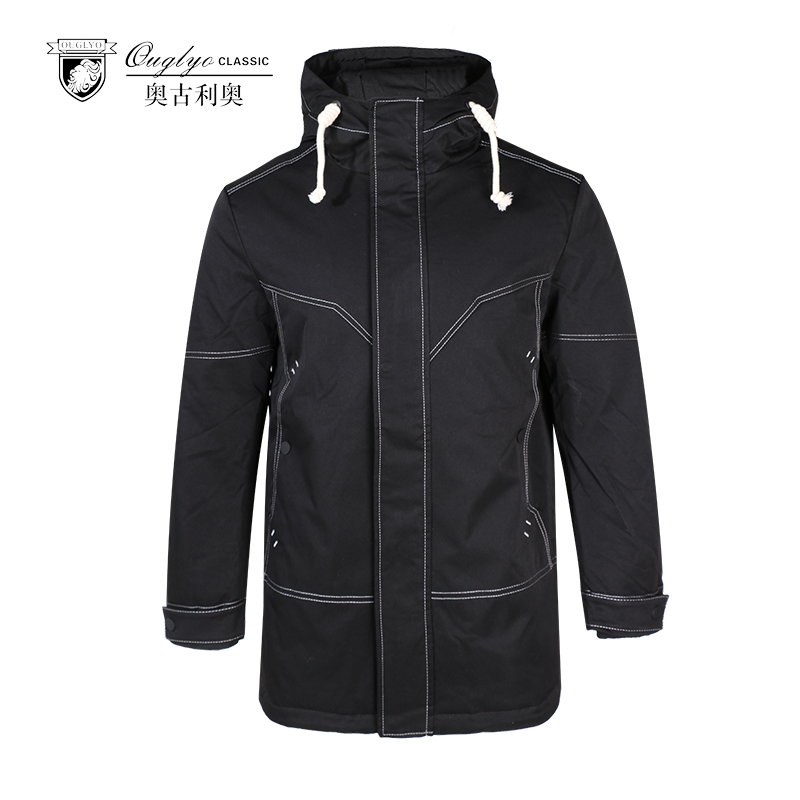 奧古利奧連帽冬季中長款羽絨服