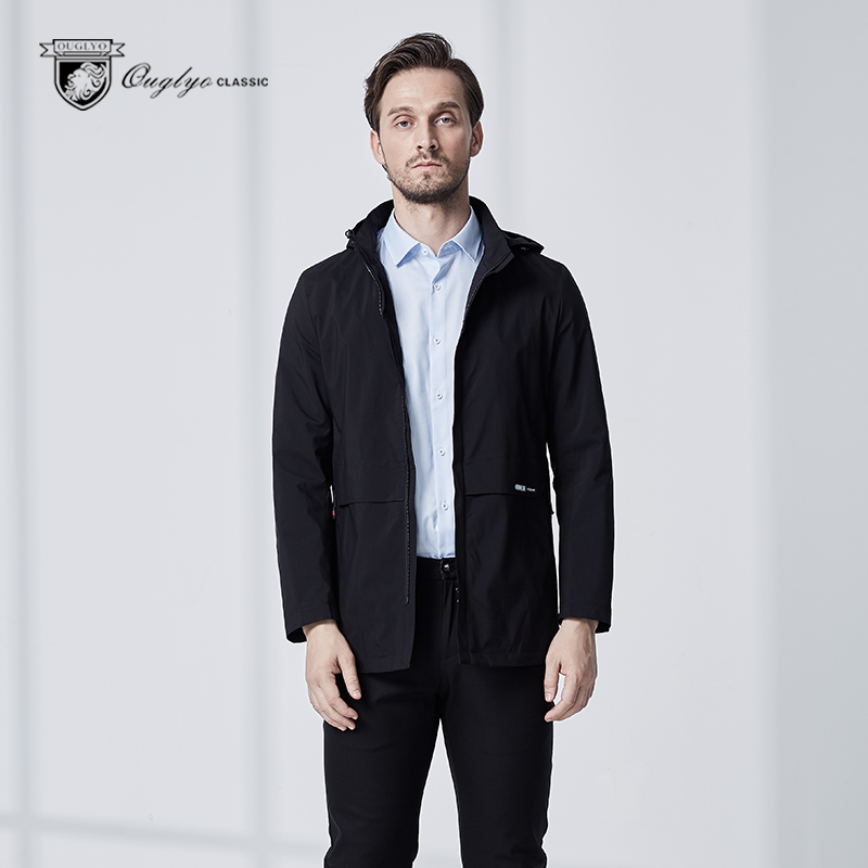 奥古利奥风衣男士春秋薄可拆卸帽