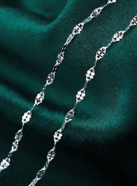 陈银匠足银999四叶草项链女嘴唇链瓦片链锁骨链子送女友生日礼物