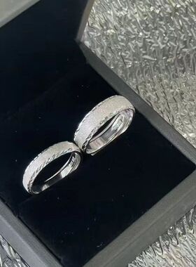 陈银匠S999纯银磨砂戒指男女情侣款戒子指环七夕情人节礼物送女友