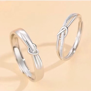 足银990戒指 爱意交织情侣戒指一对小众设计对戒情人节礼物送女友