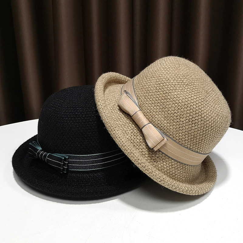 羊毛混纺法式礼帽女2025新款赫尔本洋气优雅女帽时尚秋冬卷边盆帽