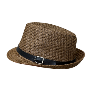 法式礼帽男款夏季薄款太阳帽男中老年爸爸盆帽爷爷咖啡色卷边草帽