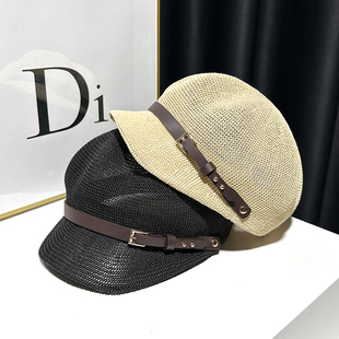 薄款八角帽女夏季网红画家帽透气草帽英伦风遮阳鸭舌帽气质报童帽