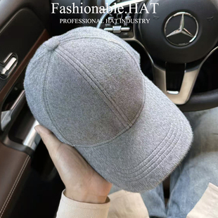 毛绒帽子女鸭舌帽保暖防寒冬帽男款百搭光身灰色美式硬顶棒球帽