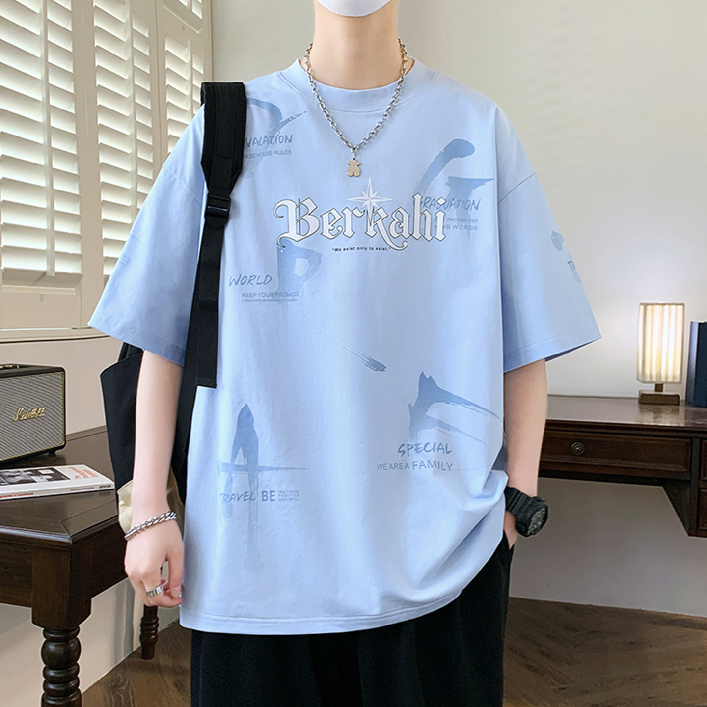 冰丝凉感青少年短袖T恤男夏季