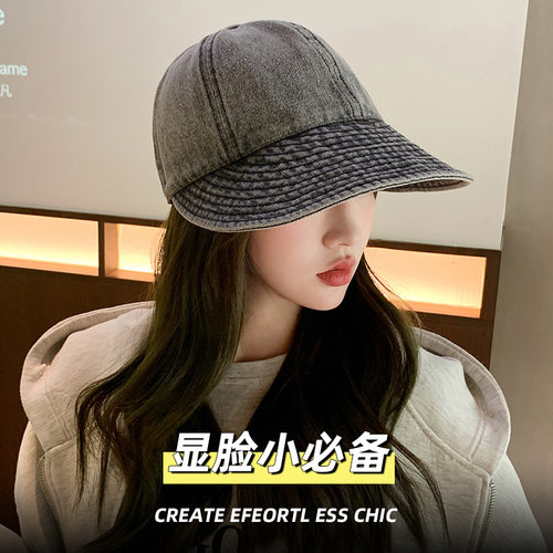 春夏日系牛仔帽遮阳防晒帽子时尚百搭新款女显脸小韩版大帽檐盆帽
