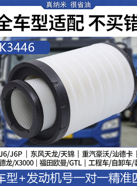 K3446空气滤芯PU适用于新款东风天龙旗舰560马力520滤清器AA90156