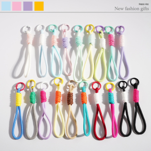 新款简约手机挂绳彩色编织钥匙扣挂绳拼色手机绳水杯绳书包