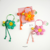 韩国东大门可爱雏菊太阳花笑脸钥匙扣挂件ins风圆扣搭配包包挂饰