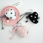 韩国东大门新款 ins萌胖爱心蝴蝶结毛绒钥匙扣挂件可爱包包挂饰