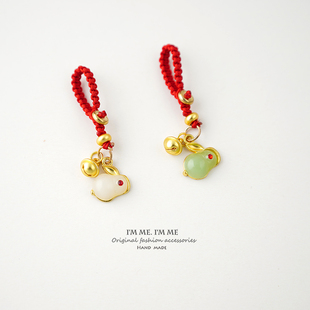 款高端汽车钥匙扣古法金玉兔男女平安锁扣宝马奔驰钥匙挂绳